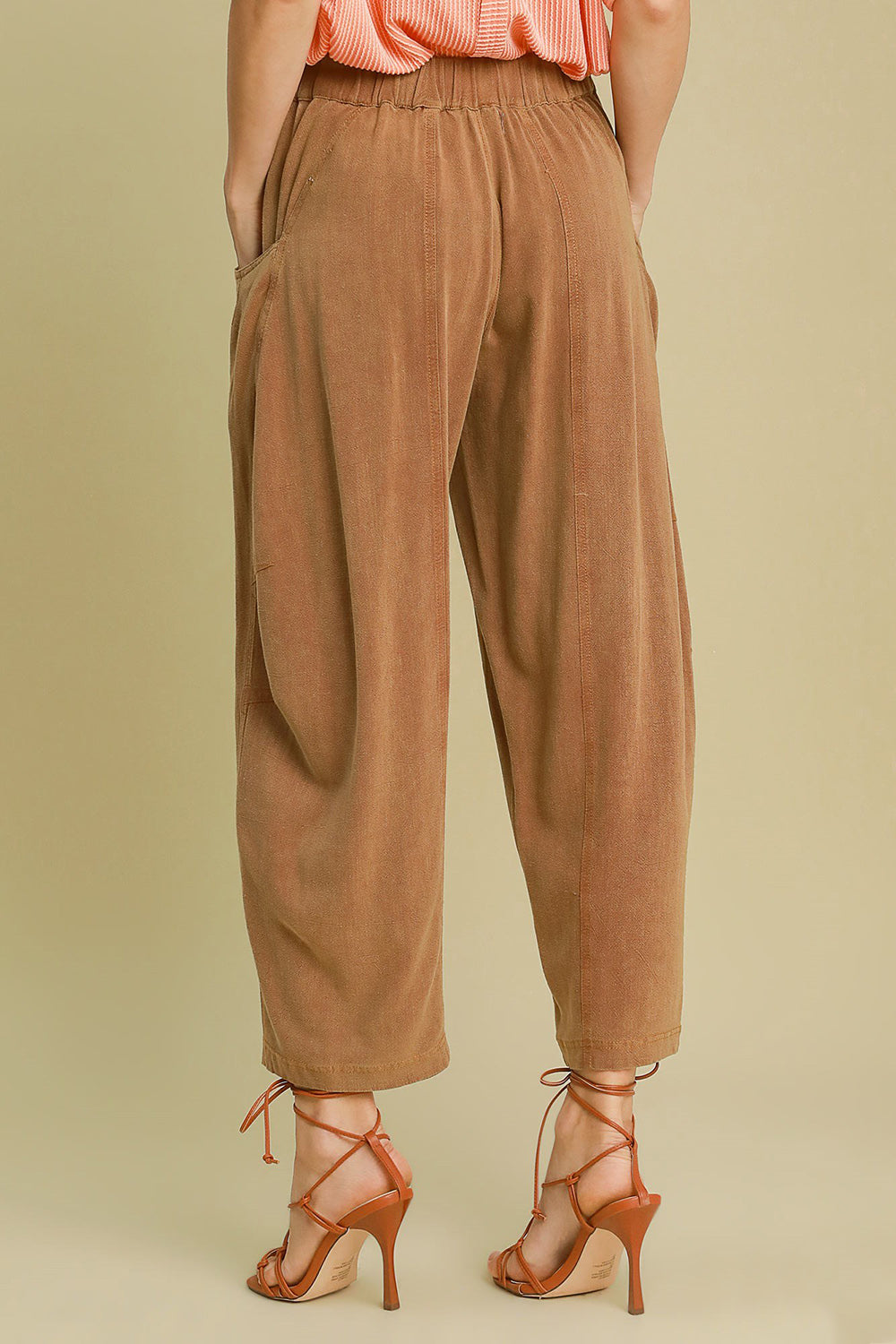 Umgee Elastic Waist Fit Pants with Pockets