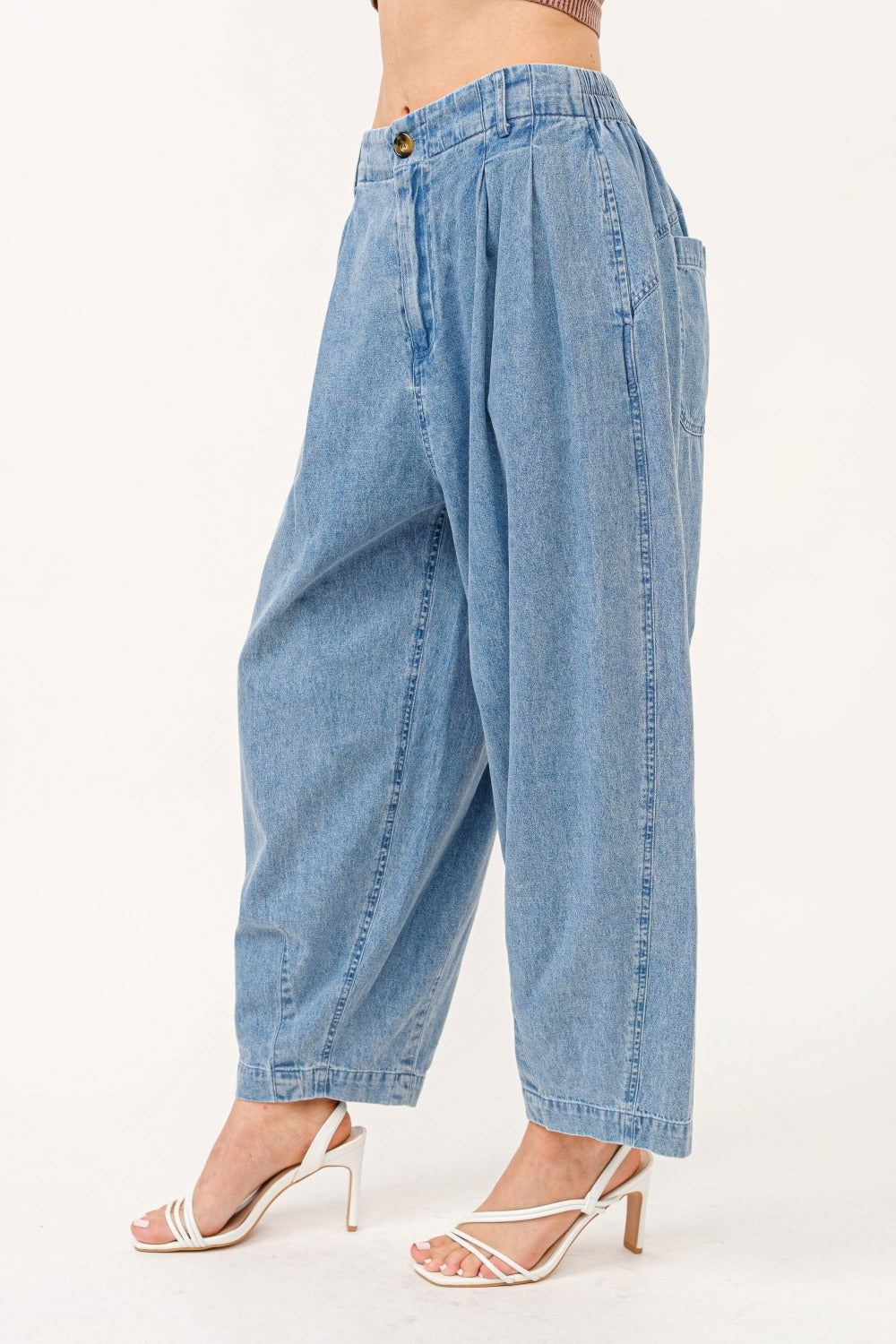 And The Why Elastic Back Pleated Jeans