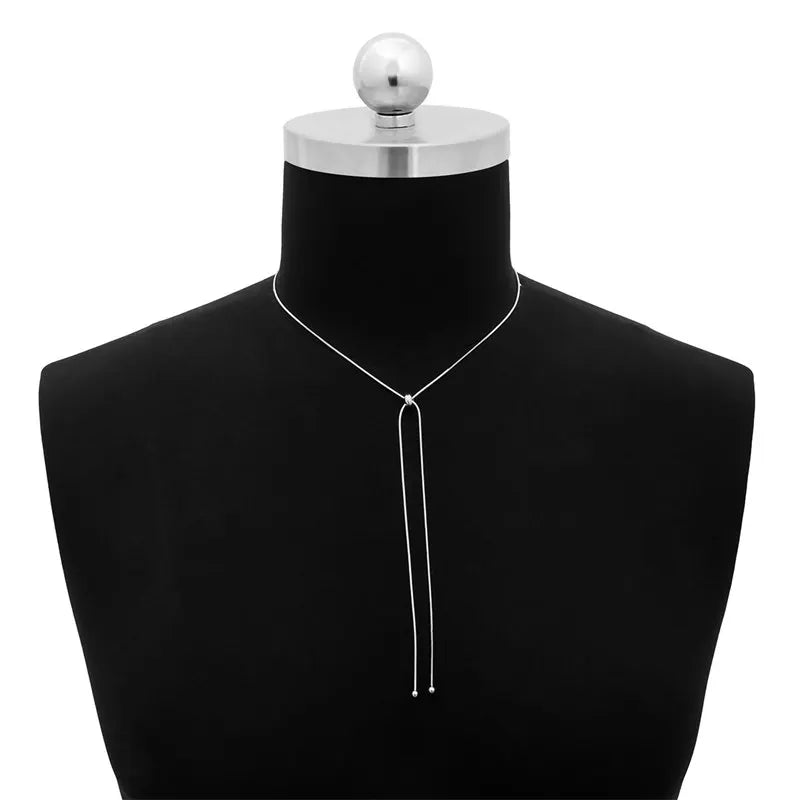 Simple Long Tassel Chain Necklace for Women Trendy Adjustable Choker Necklace