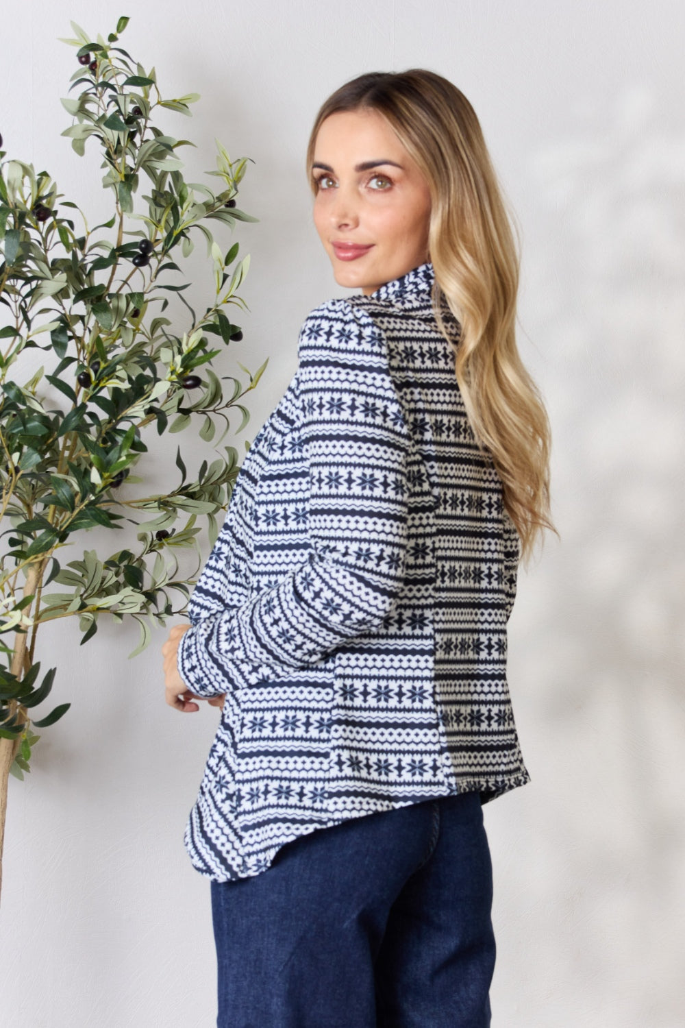 Sale - Heimish Full Size Open Front Printed Blazer