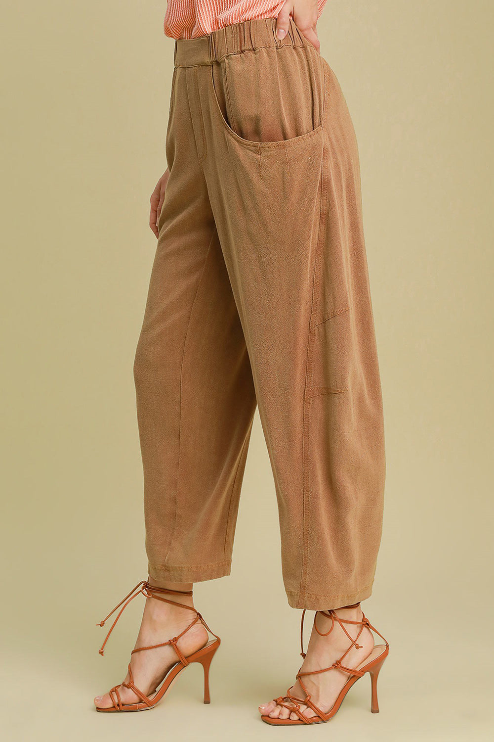 Umgee Elastic Waist Fit Pants with Pockets