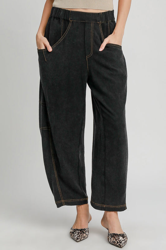 Umgee Elastic Waist Fit Pants with Pockets