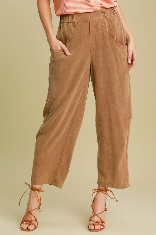 Umgee Elastic Waist Fit Pants with Pockets