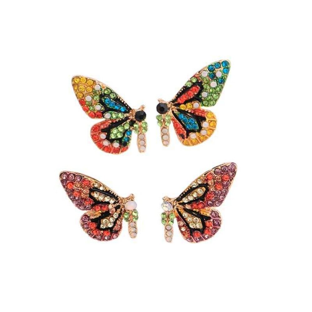 Colorful crystal butterfly earrings J2