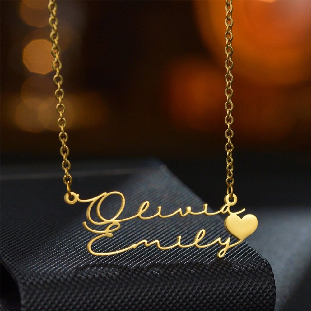 🔥Super Buy - "Olivia Emily" - Stainless Steel English Double-layer Pendant Necklace - J2