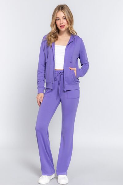 ACTIVE BASIC French Terry Zip Up Hoodie and Pants Set