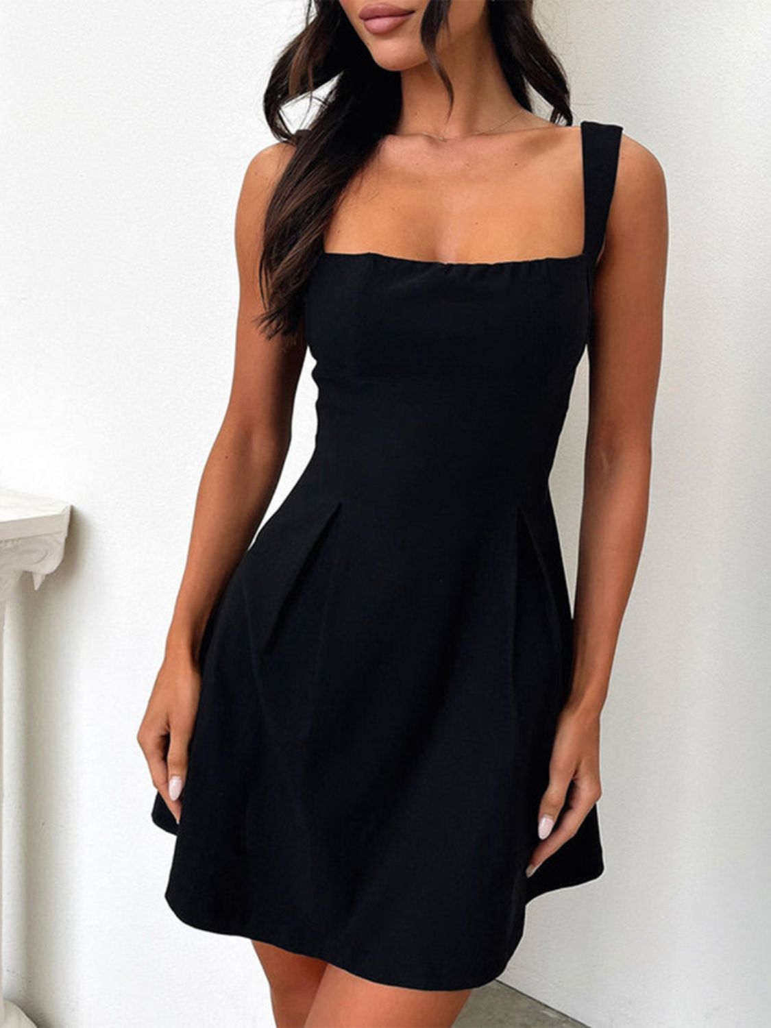 Devine Bow Back Square Neck Mini Dress