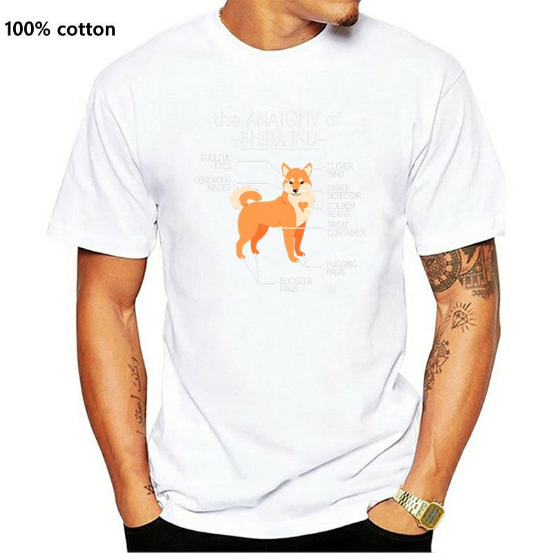 Mens Cotton Loose Short-sleeved T-shirt, Shiba Inu