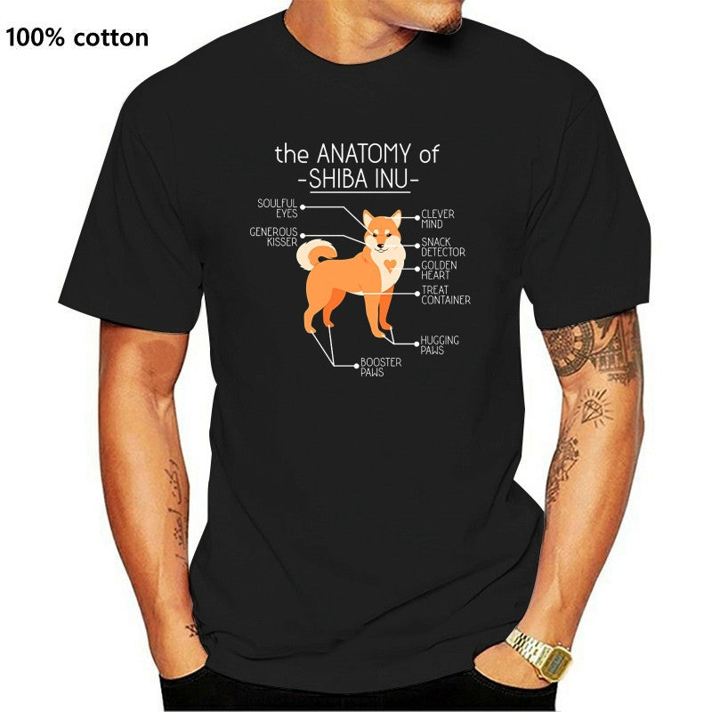 Mens Cotton Loose Short-sleeved T-shirt, Shiba Inu