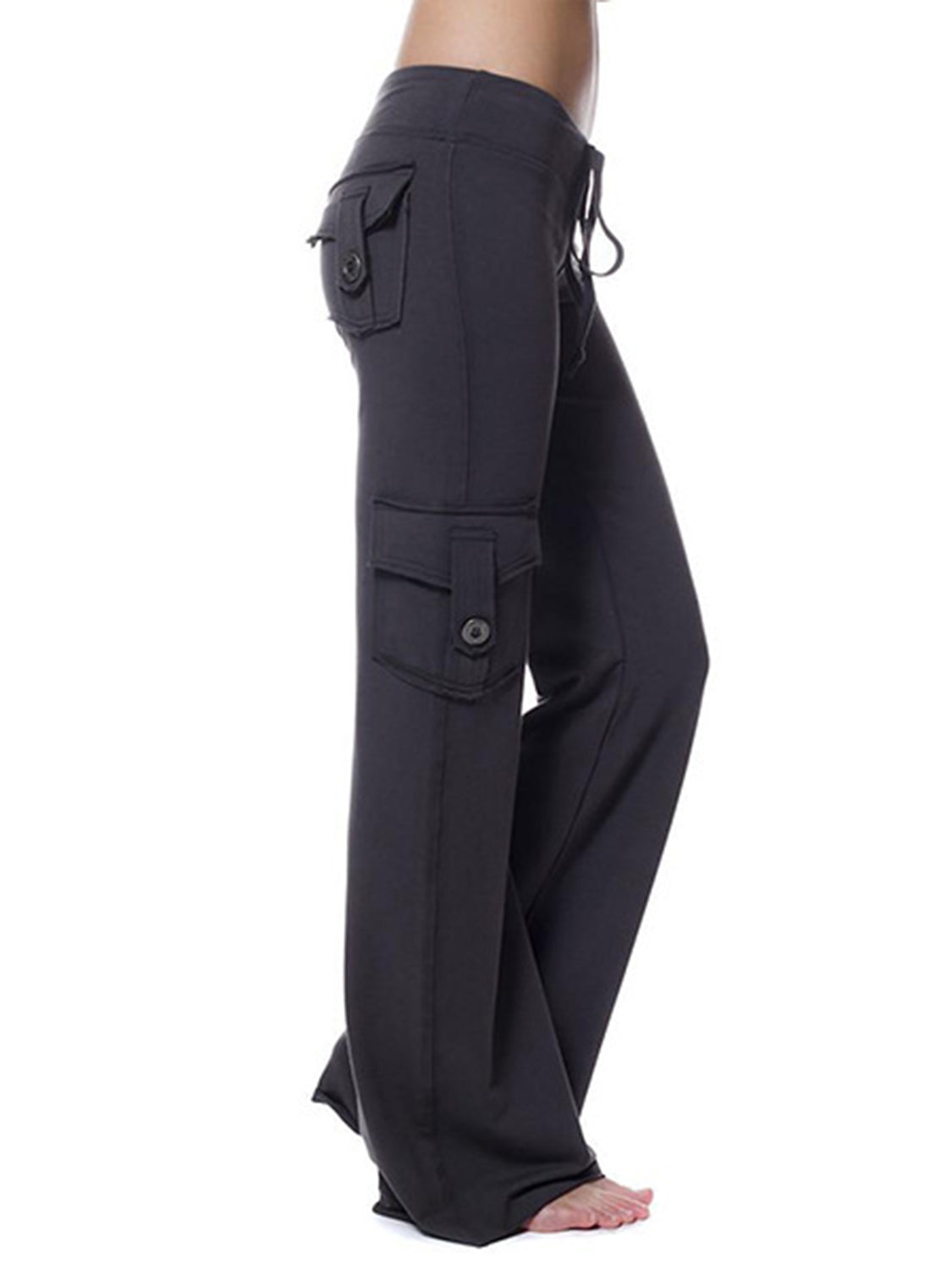 Mid Waist Pants with Pockets