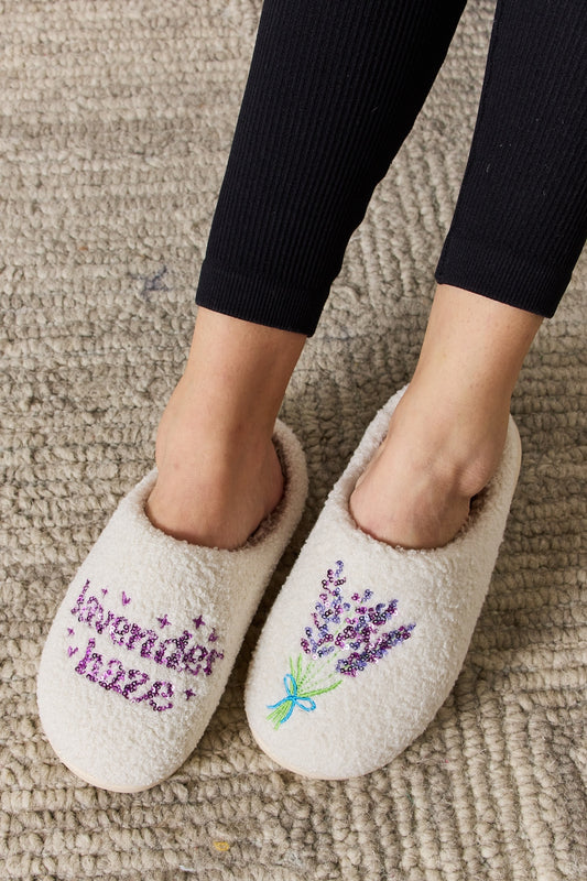 🔥Super Buy! Lavender Here Melody Sequin Pattern Cozy Slippers