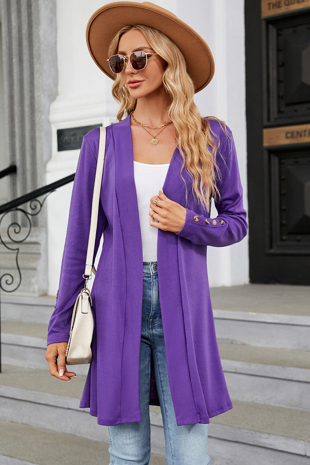 Open Front Womens Long Sleeve Cardigan