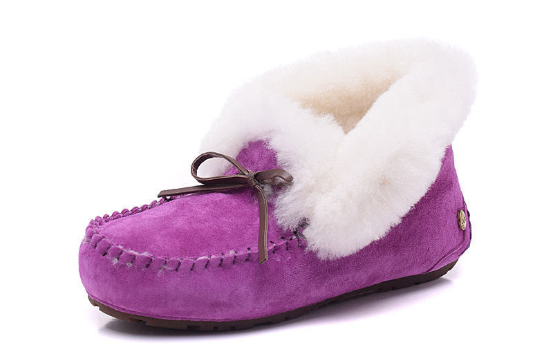 Sheepskin and Wool Integrated Snow Boots Warm Bun Shoes  Slippers