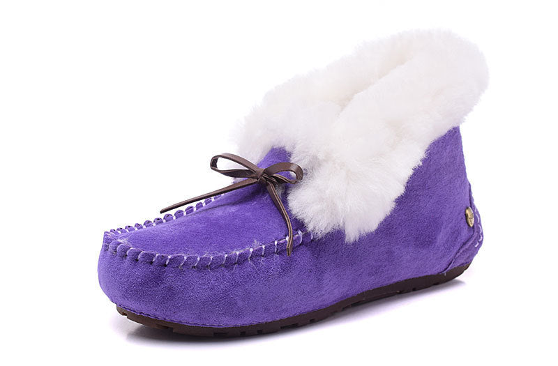 Sheepskin and Wool Integrated Snow Boots Warm Bun Shoes  Slippers