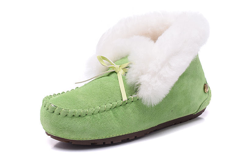 Sheepskin and Wool Integrated Snow Boots Warm Bun Shoes  Slippers