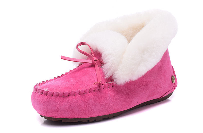 Sheepskin and Wool Integrated Snow Boots Warm Bun Shoes  Slippers