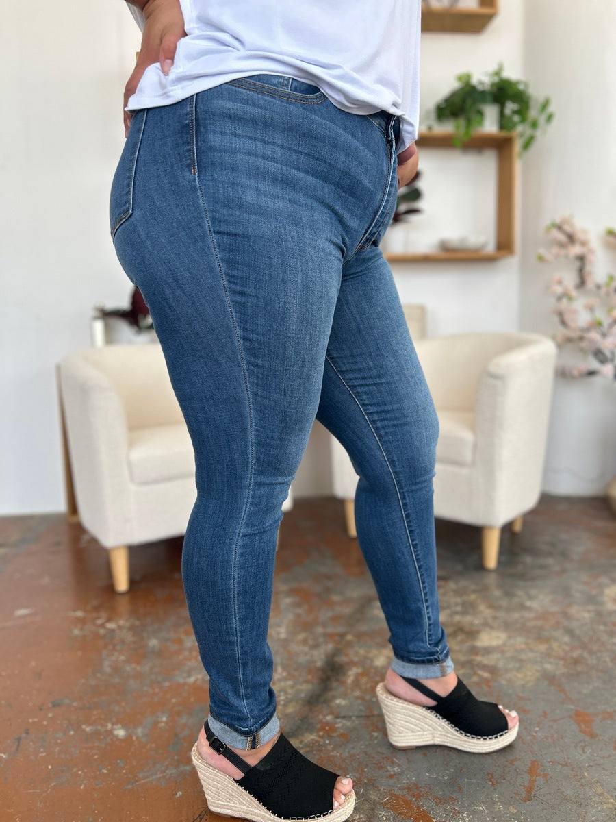 🔥Hot Sale!  Judy Blue Full Size Cuffed Hem Low Waist Skinny Jeans for women