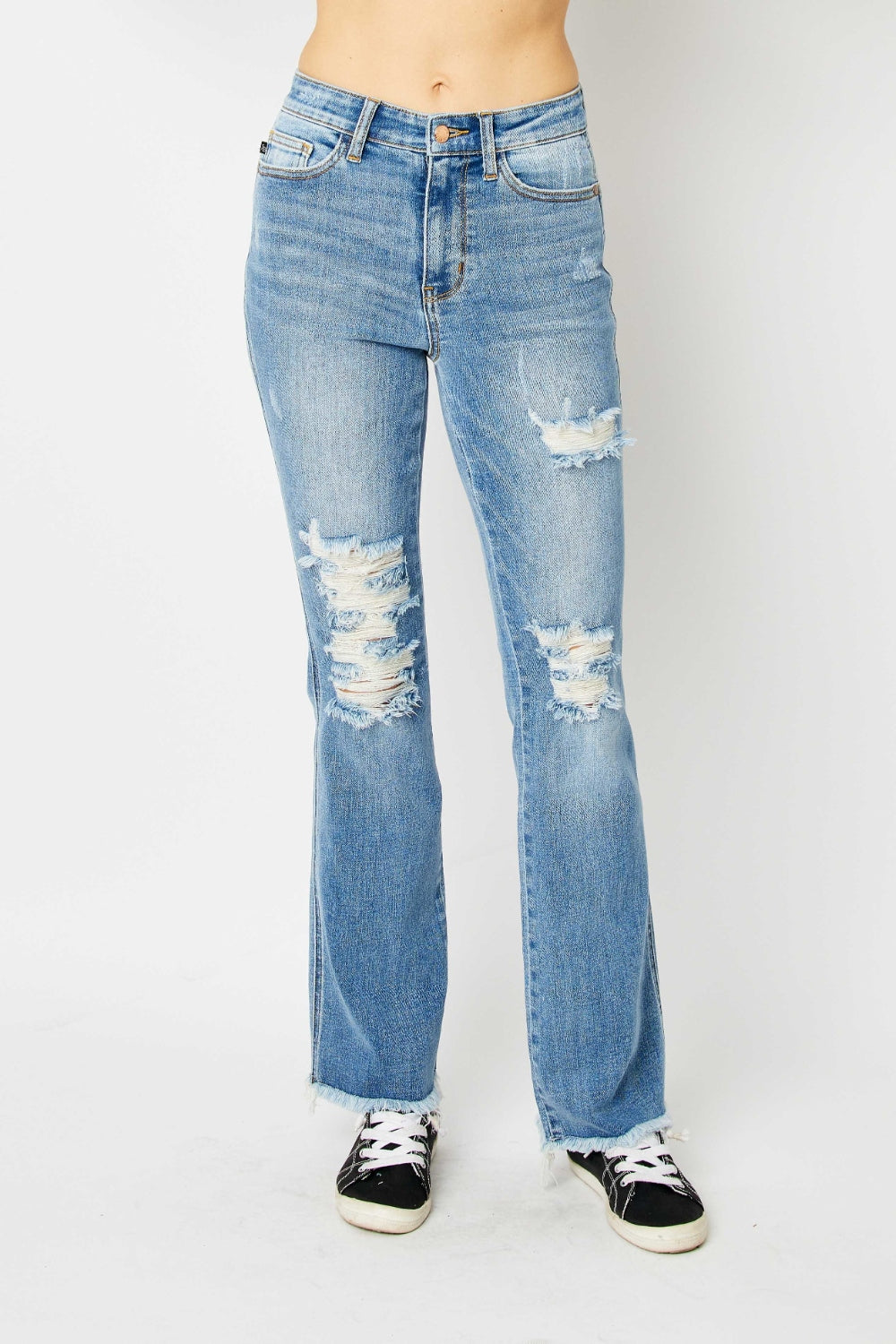 Judy Blue Full Size Distressed Raw Hem Jeans