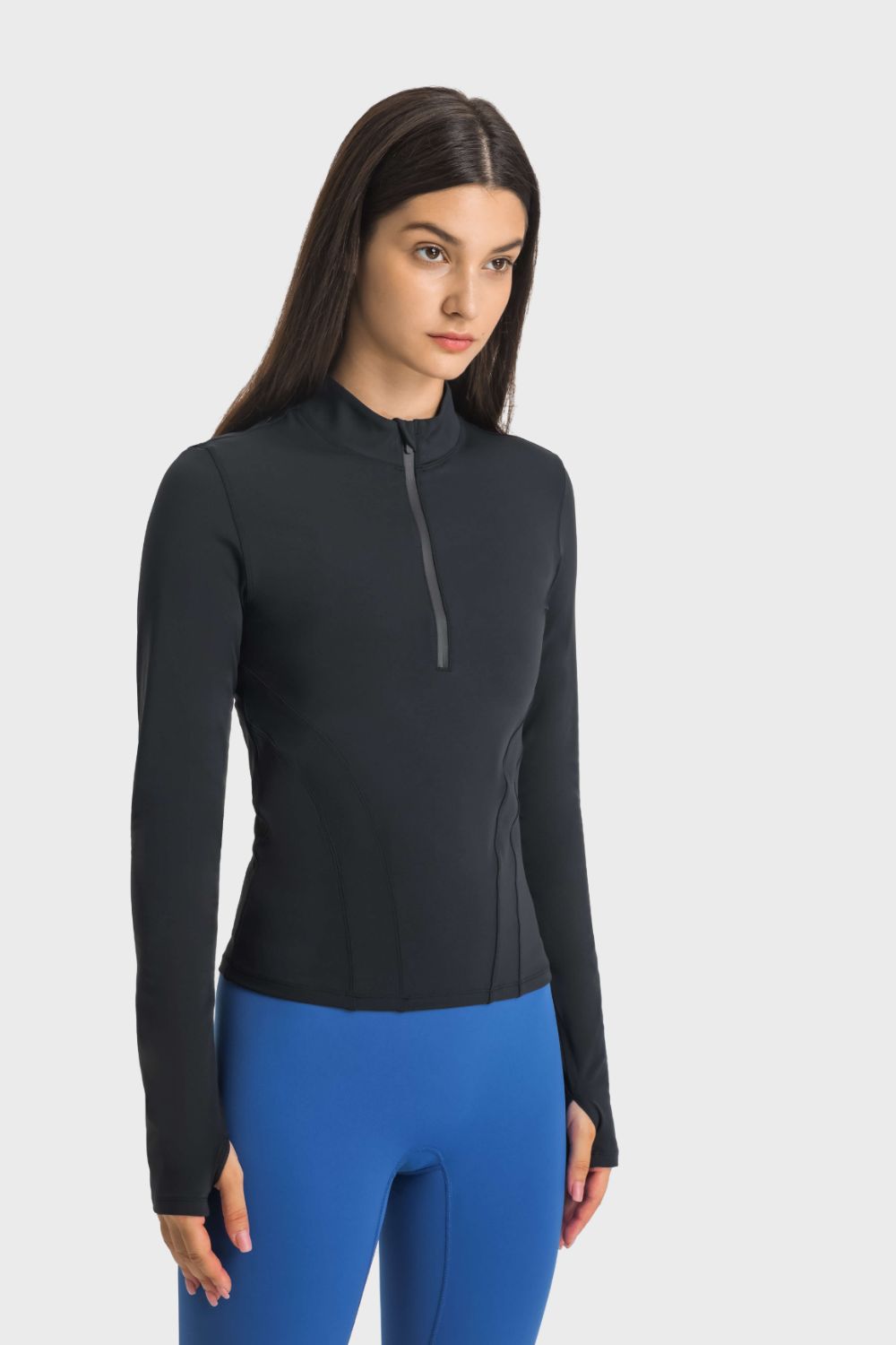 Millennia Half Zip Thumbhole Sleeve Sports Top