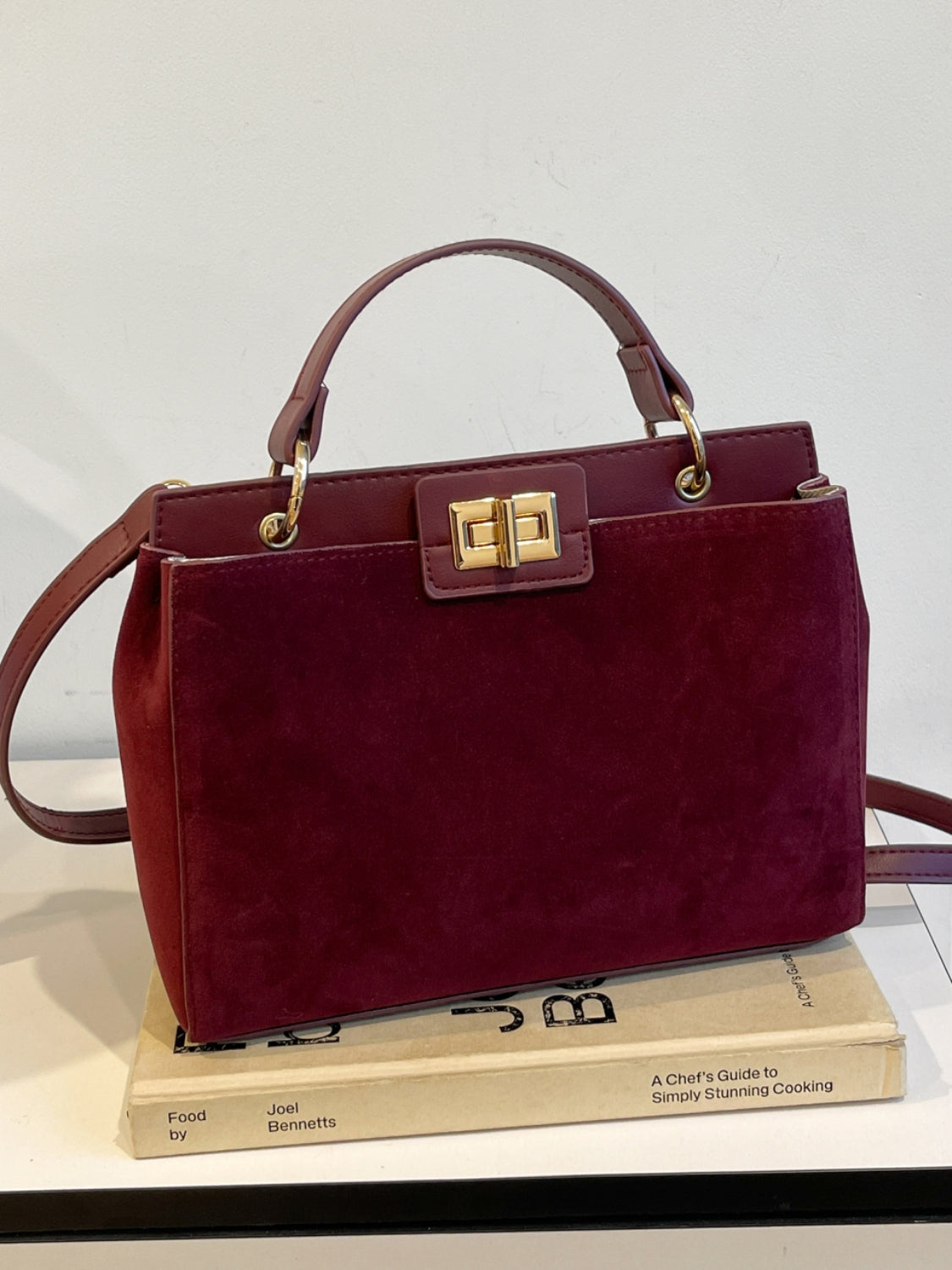 Solid Color Handbag with Removable Strap