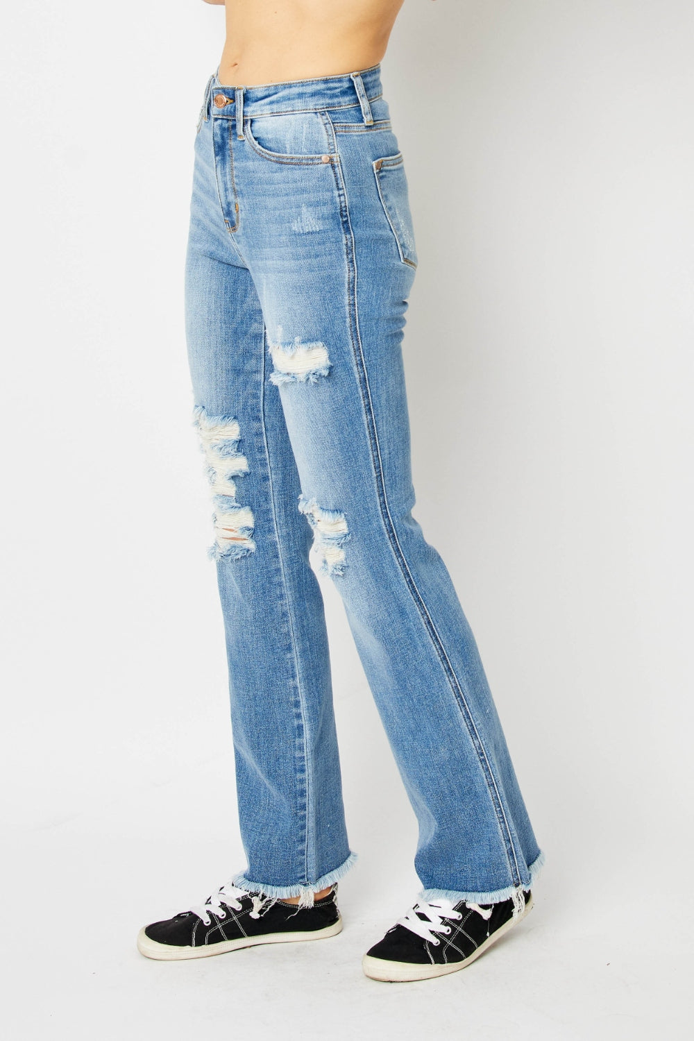 Judy Blue Full Size Distressed Raw Hem Jeans