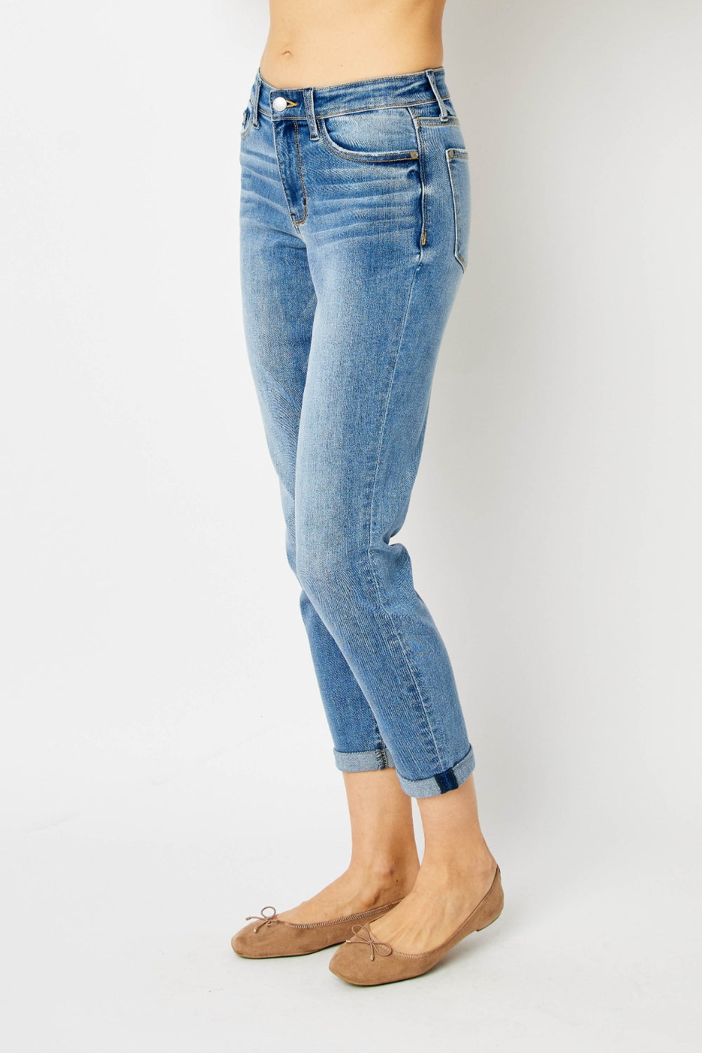 🔥Hot Sale!! Judy Blue Cuffed Hem Low Waist Slim Jeans