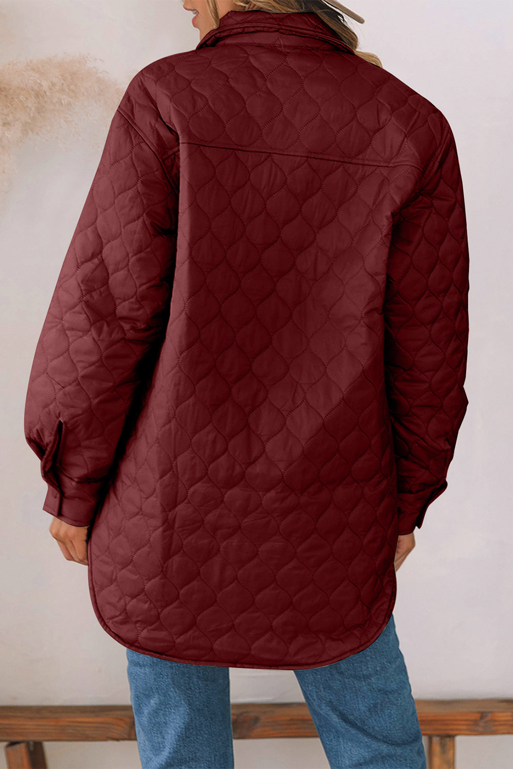 Quilted Snap Down Collared Winter Coat