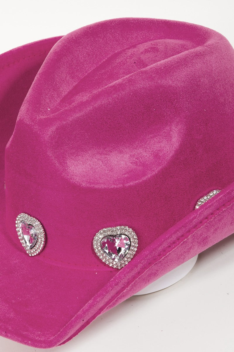 Fame Rhinestone Pave Heart Hat