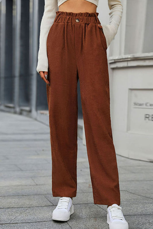 Perfee Waist Straight Leg Pants with Pockets