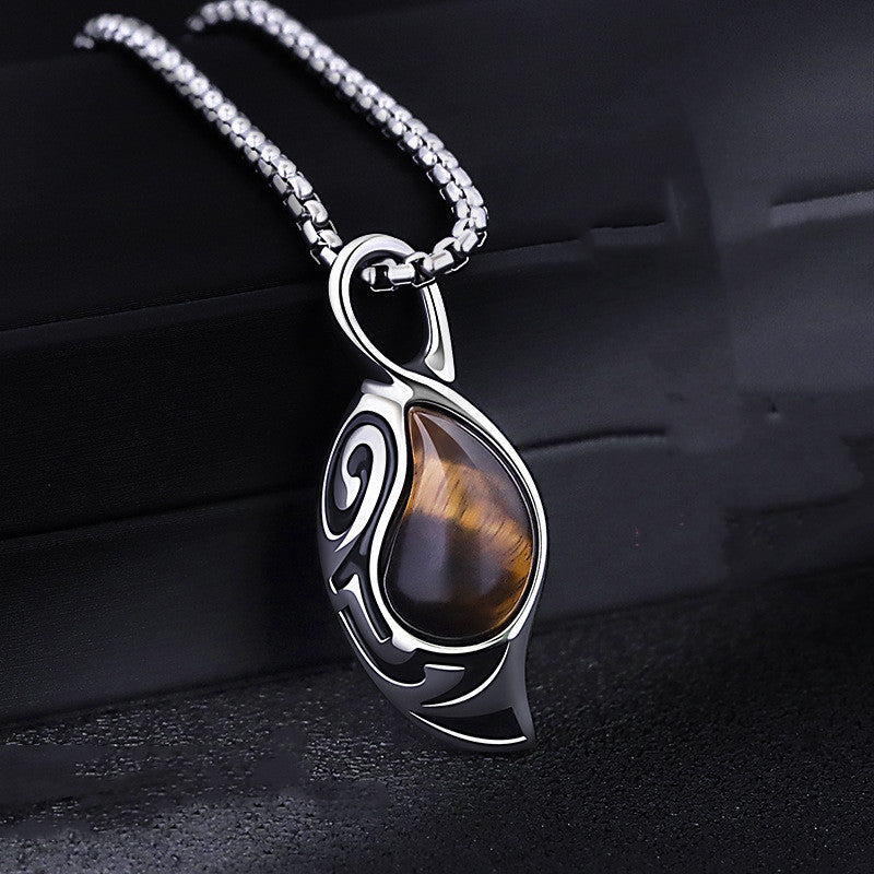 Tiger Eye Stone Men's Necklace