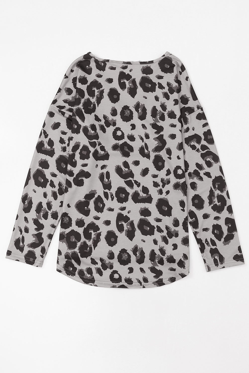 Leopard V-Neck Dropped Shoulder Blouse