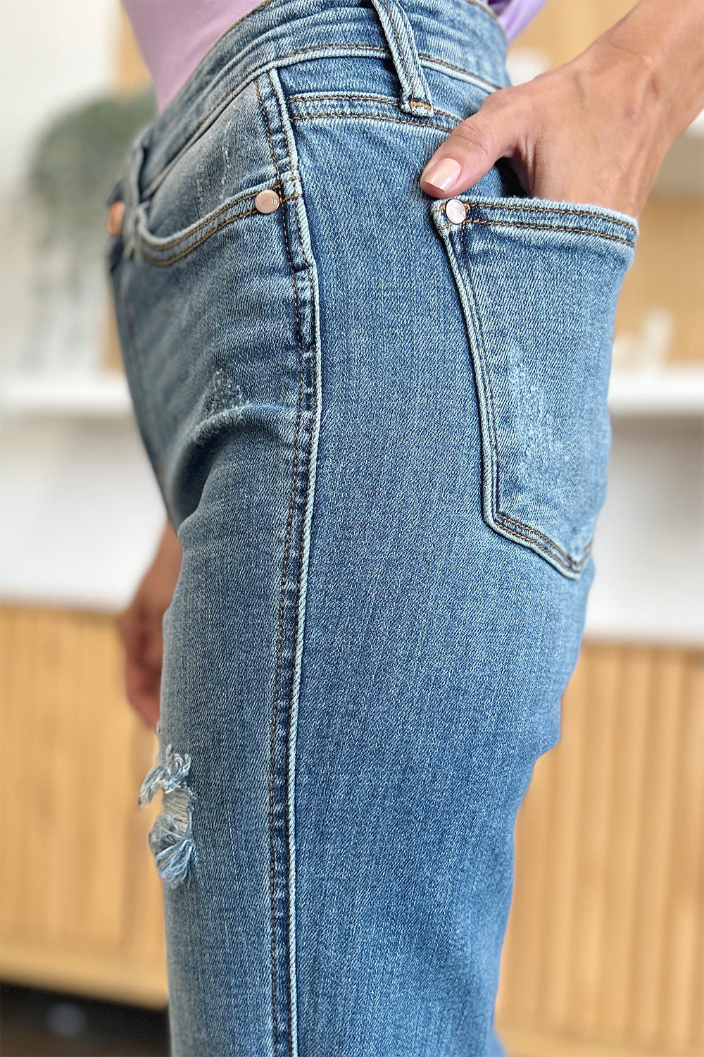 Judy Blue Full Size Distressed Raw Hem Jeans