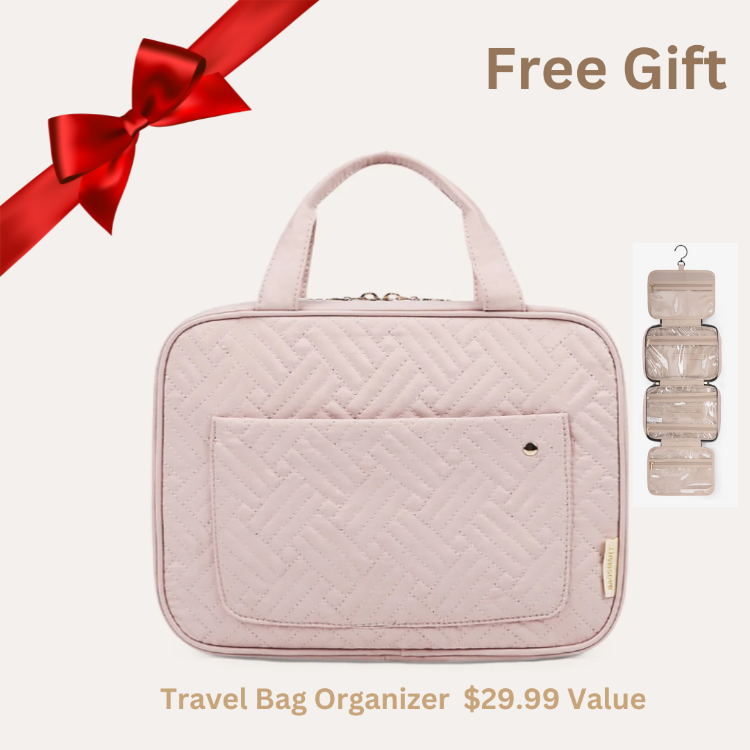 Free With $100 Purchase - Space Saving Toiletry Travel Bag Organizer in Pink.   DSST-000