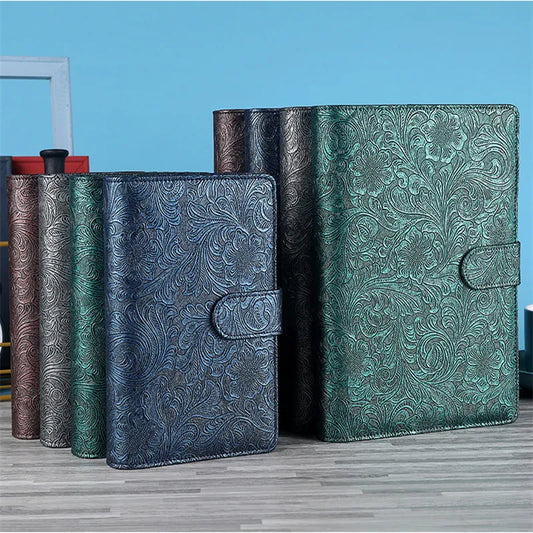 A6/A5 Vintage Embossed PU Leather DIY Binder Notebook Cover Diary Agenda Planner Paper Cover School Stationery