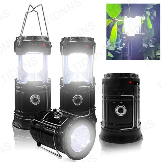 🔥SUPER SALE....Collapsible Portable LED Camping Lantern Lightweight Waterproof Solar USB Rechargeable LED Flashlight, Lamp for Outdoor Home Emergency