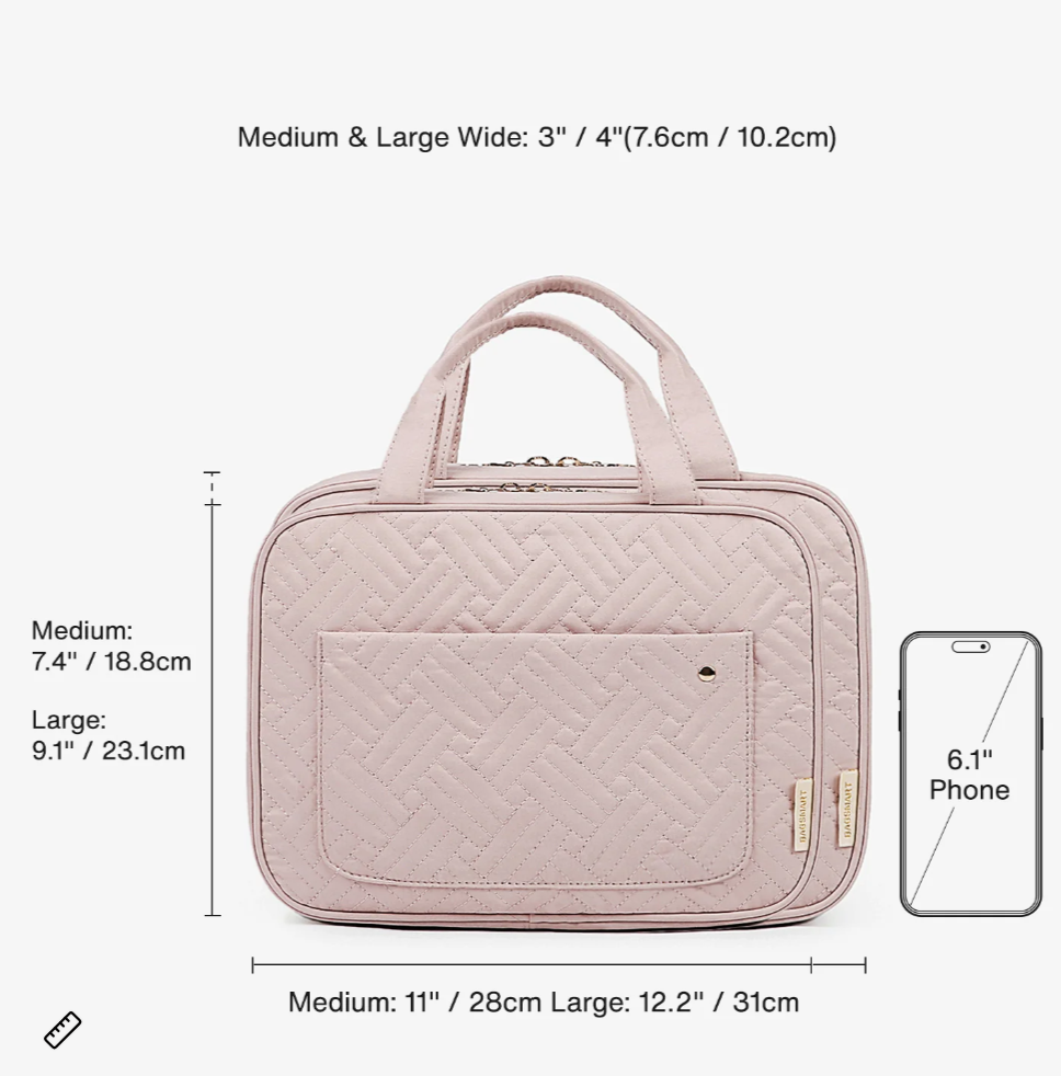 Free With $100 Purchase - Space Saving Toiletry Travel Bag Organizer in Pink.   DSST-000