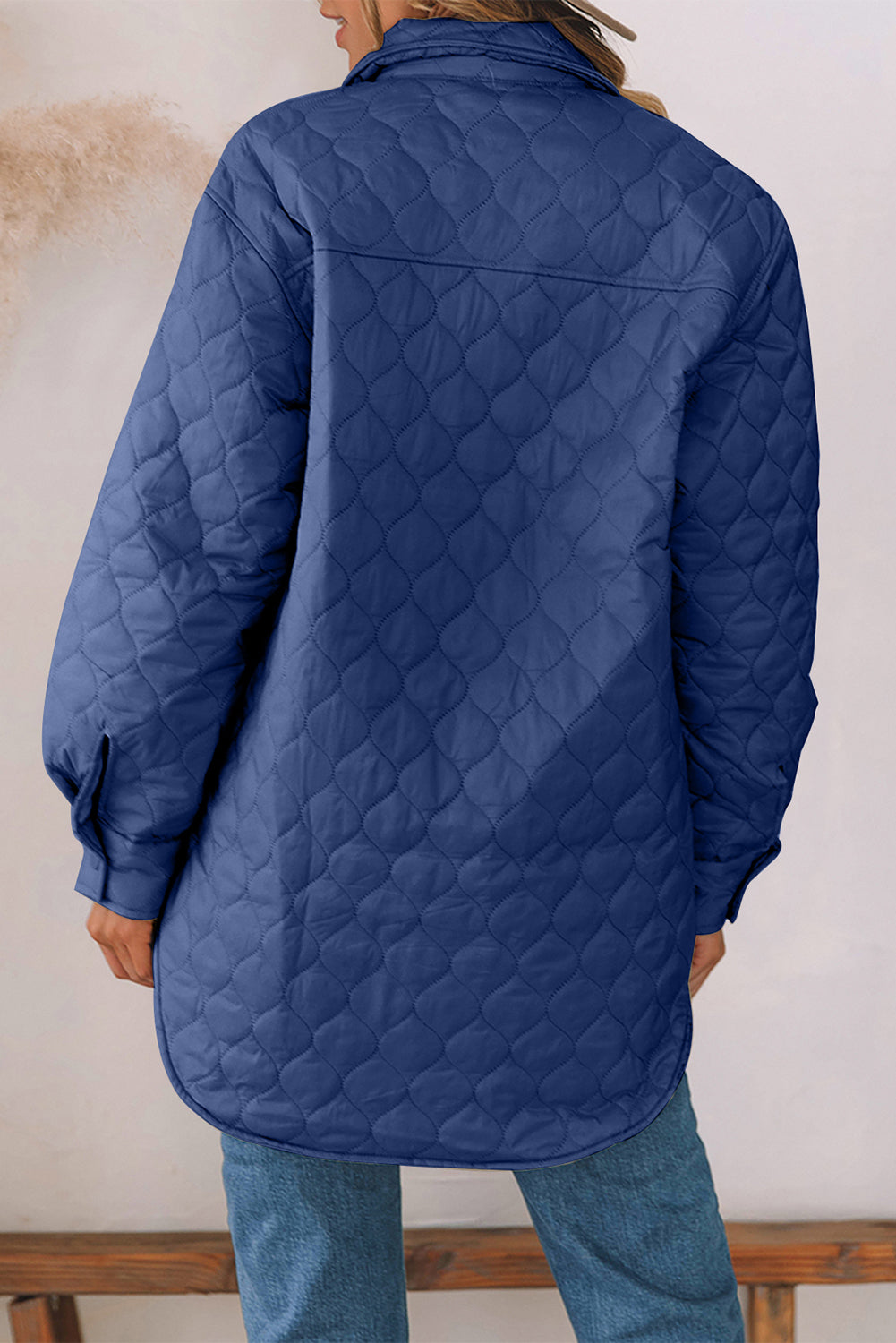 Quilted Snap Down Collared Winter Coat