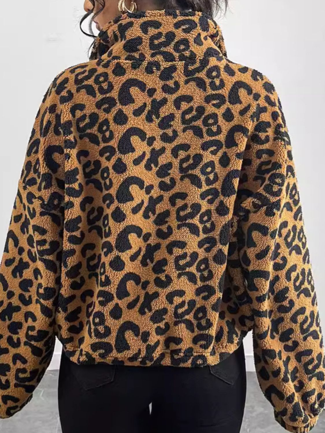 Leopard Zip Up Long Sleeve Jacket