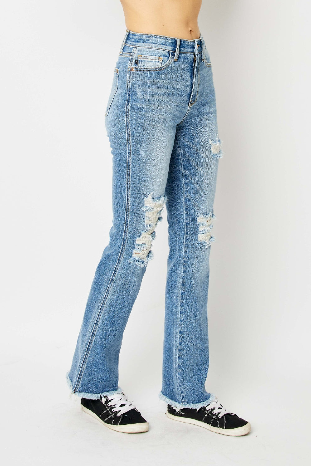 Judy Blue Full Size Distressed Raw Hem Jeans