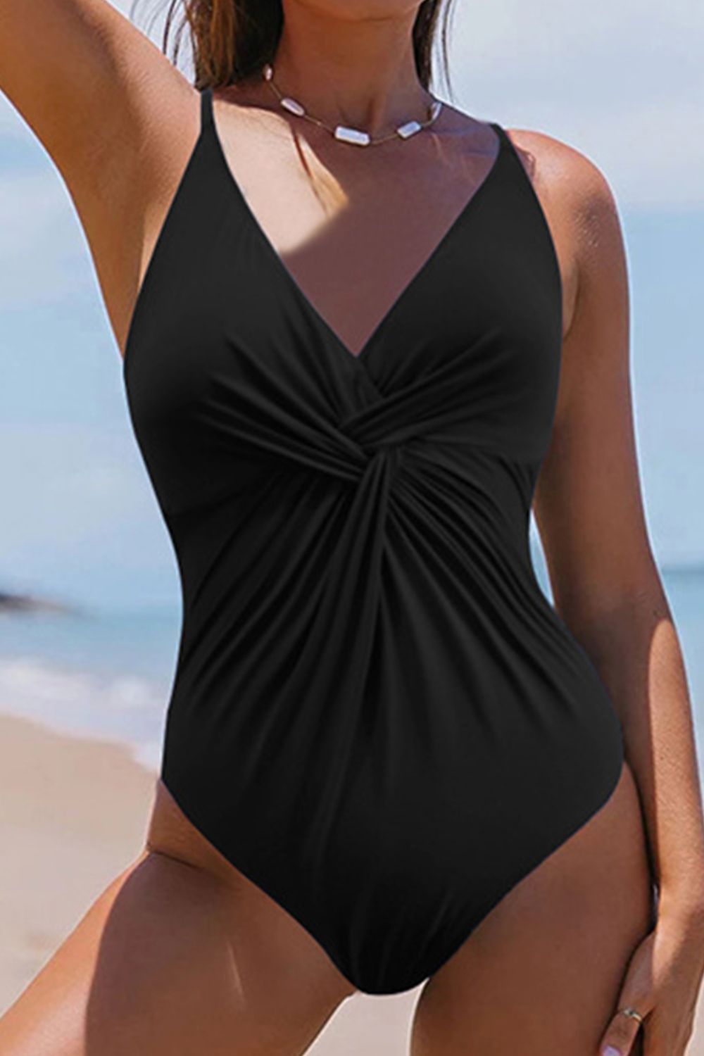 Twisted Crisscross V-Neck One-Piece Swimwear