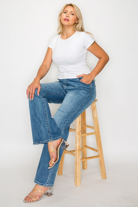 bytos Full Size Cat's Whiskers Mid Rise Jeans