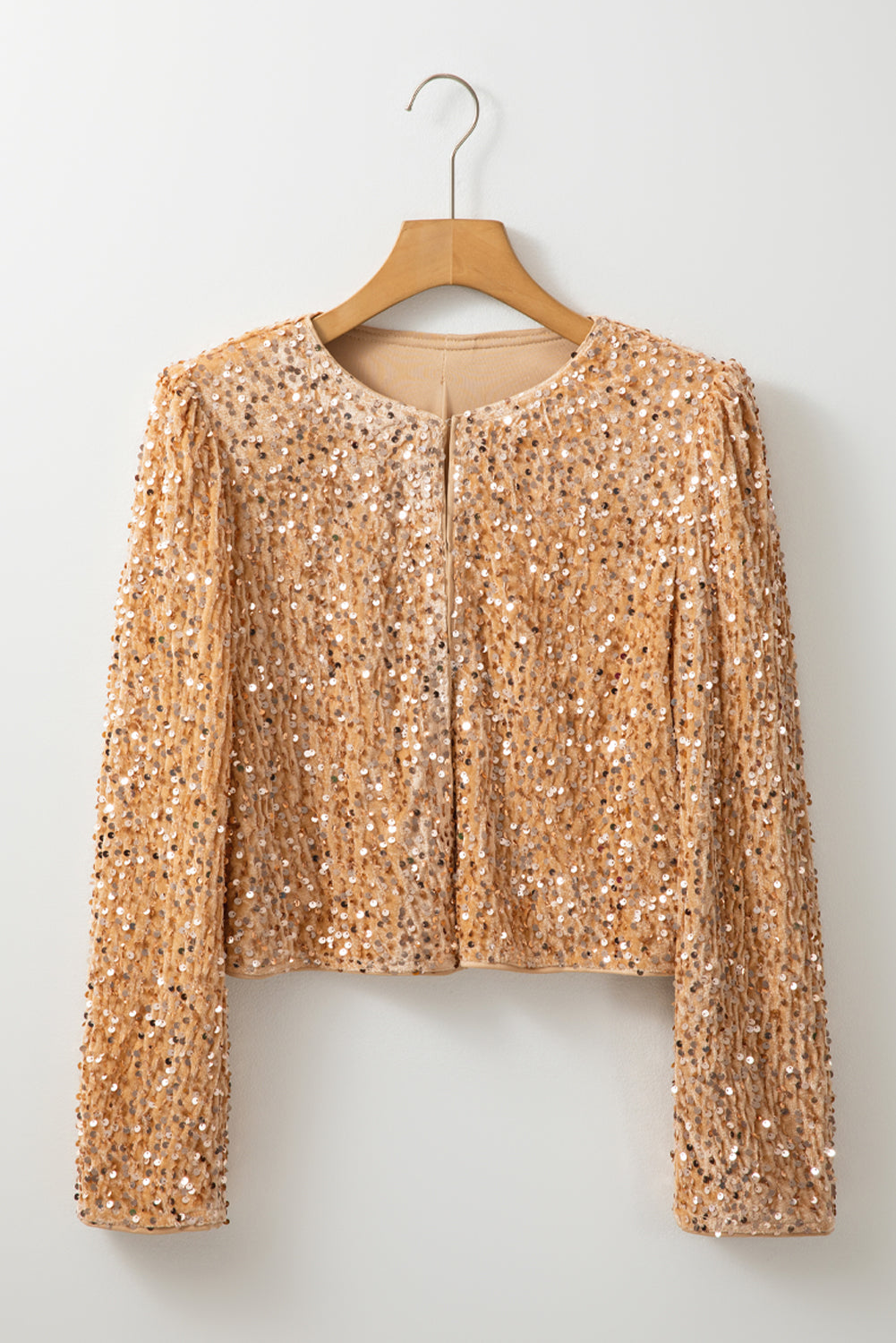 Sequin Open Front Long Sleeve Jacket