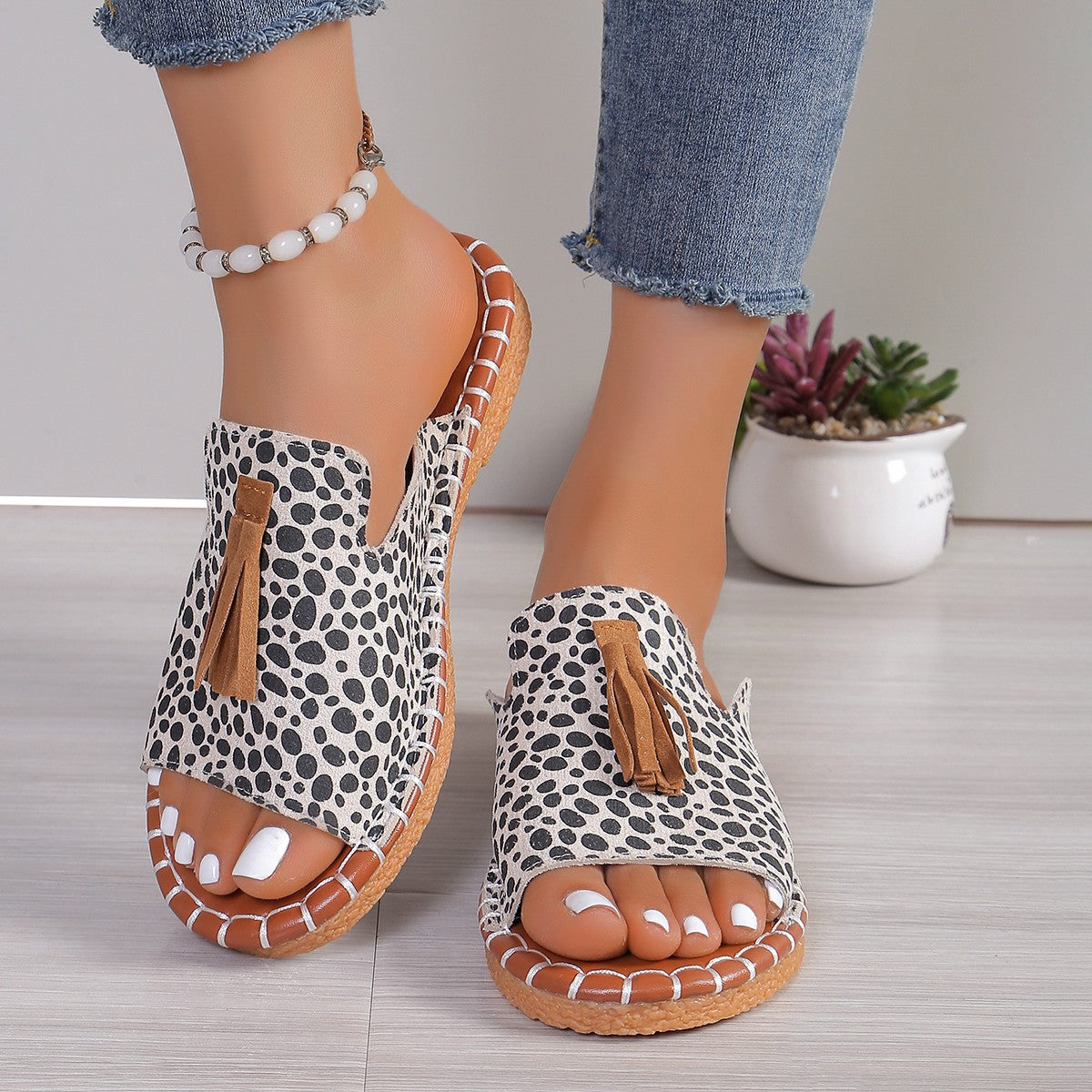 Leopard Open Toe Sandals