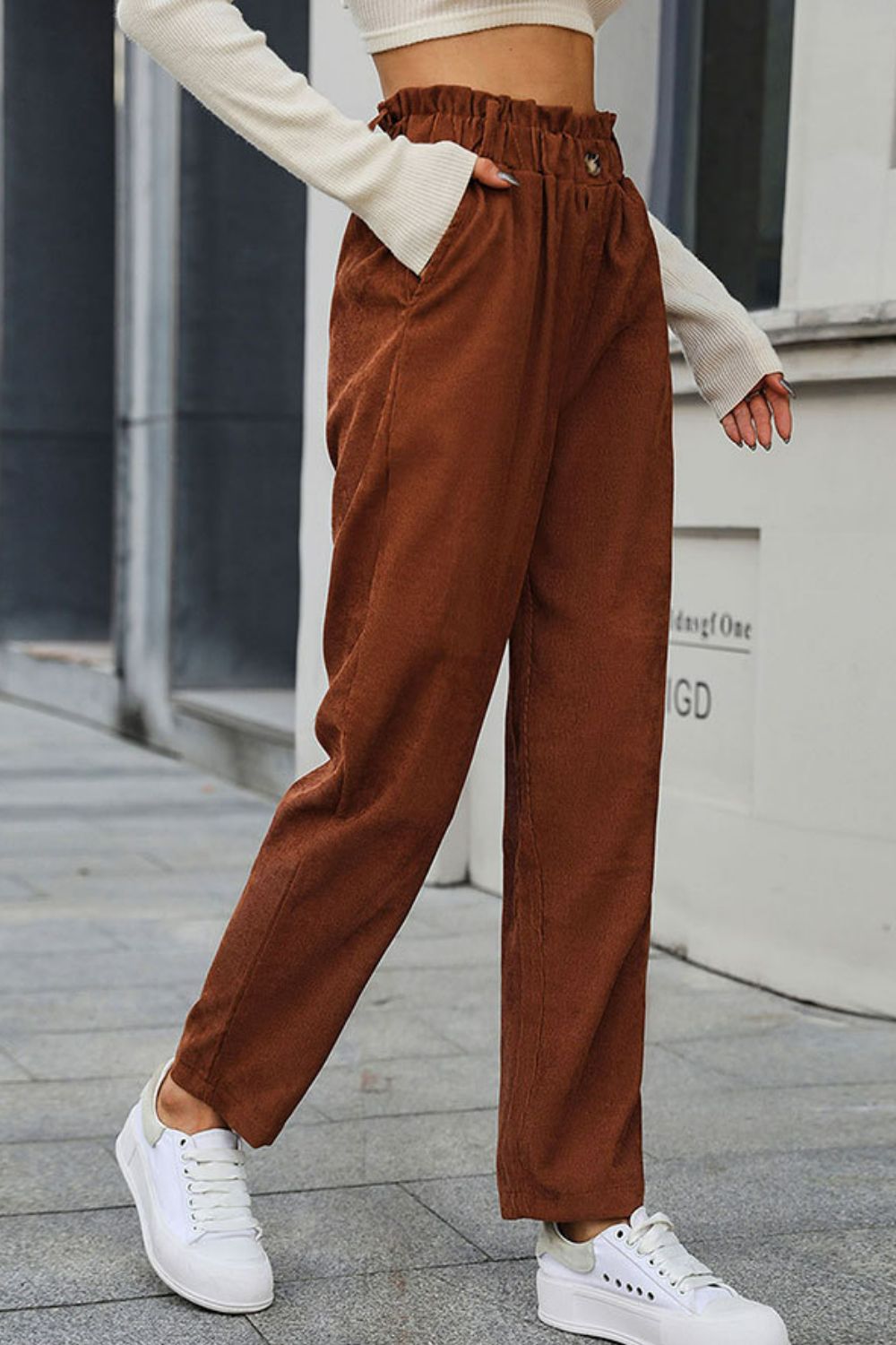 Perfee Waist Straight Leg Pants with Pockets