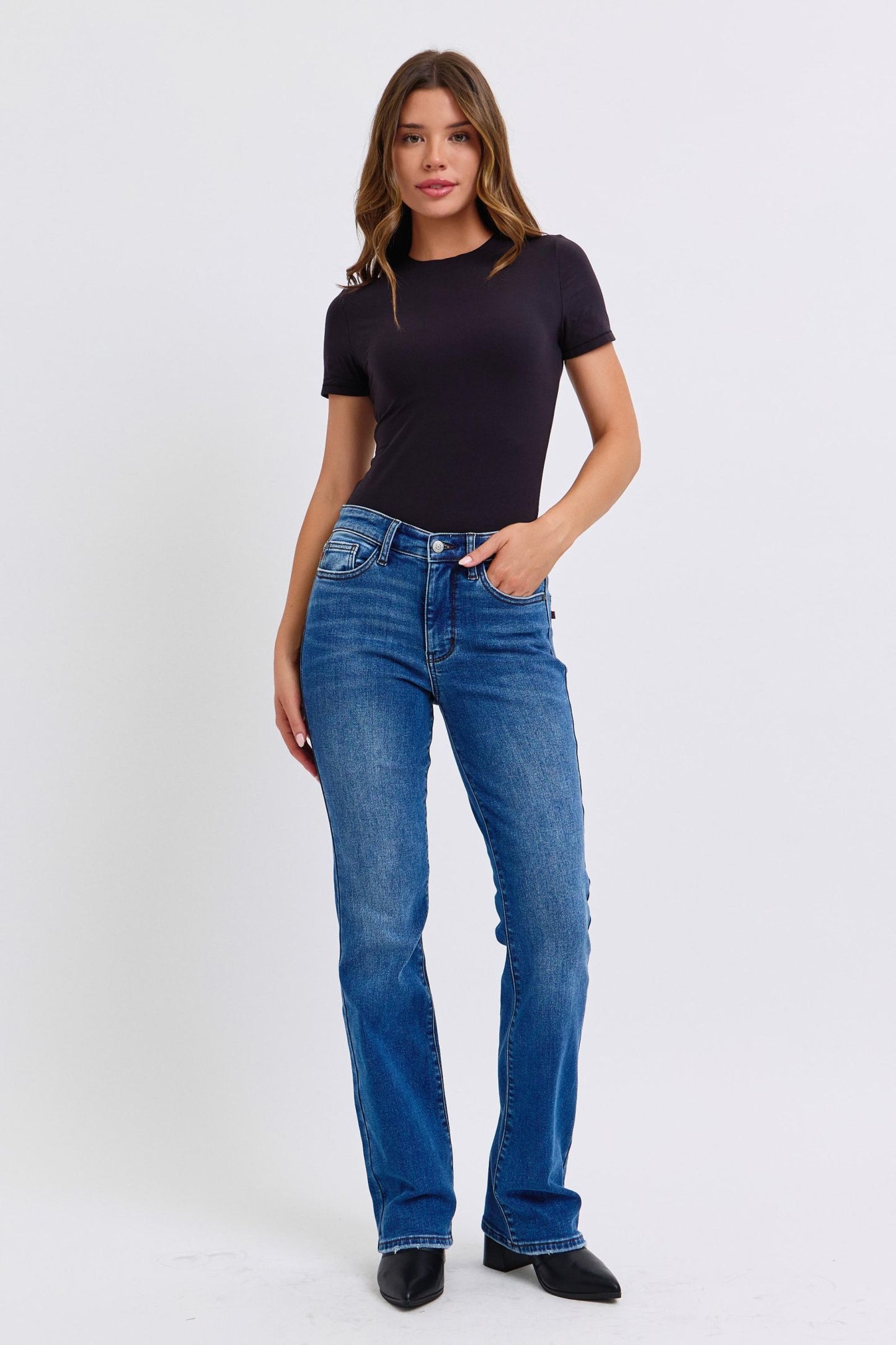 Judy Blue Full Size Run Mid-Rise Jeans with Thermal Lining