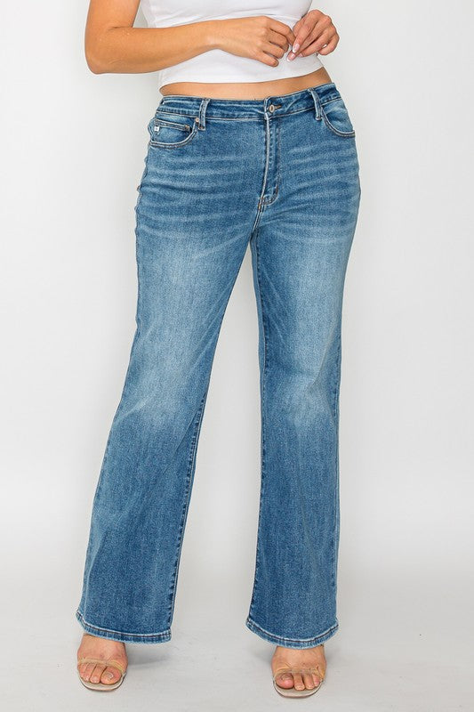 bytos Full Size Cat's Whiskers Mid Rise Jeans