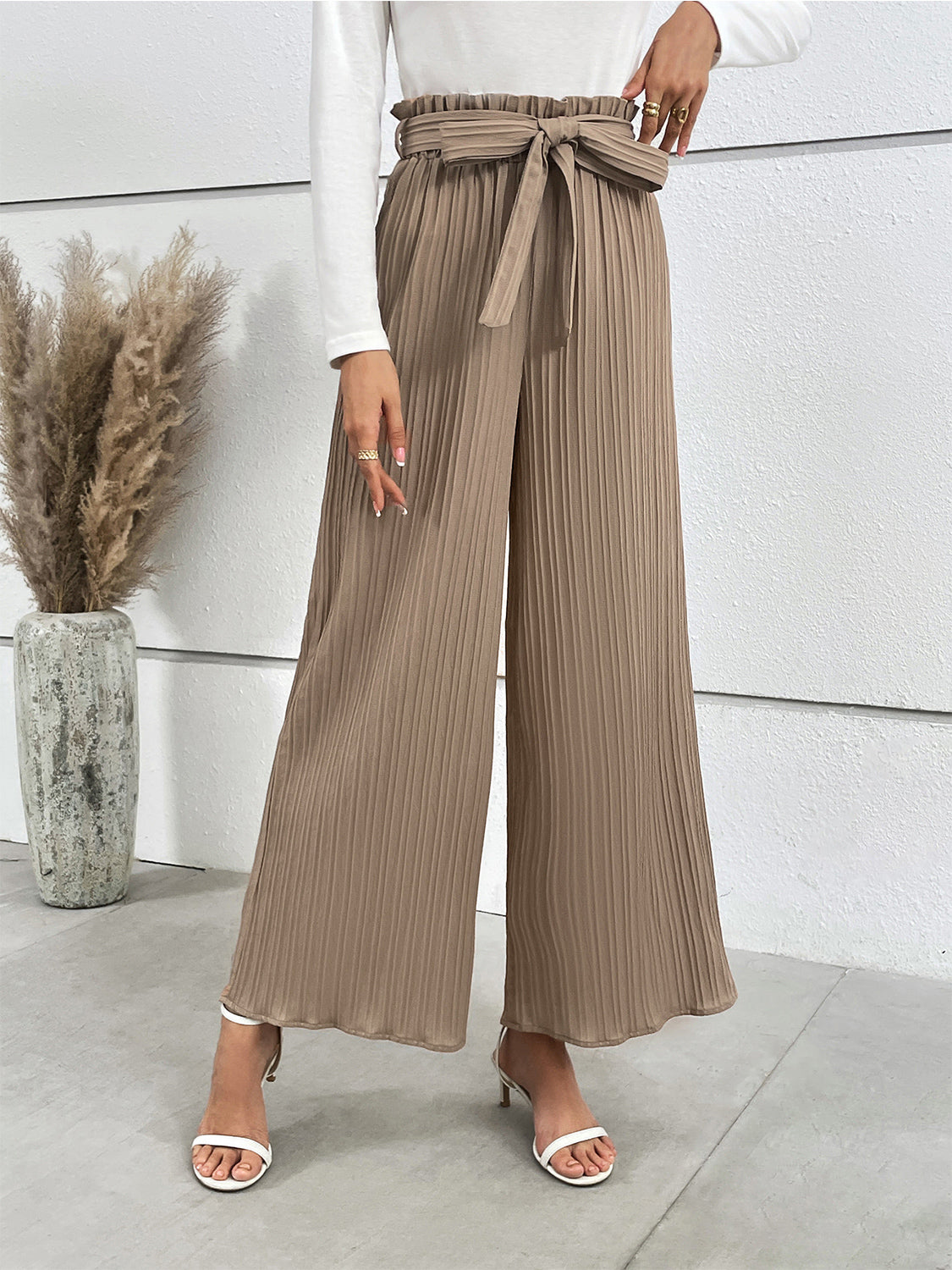 Honey Tied Wide Leg Long Pants