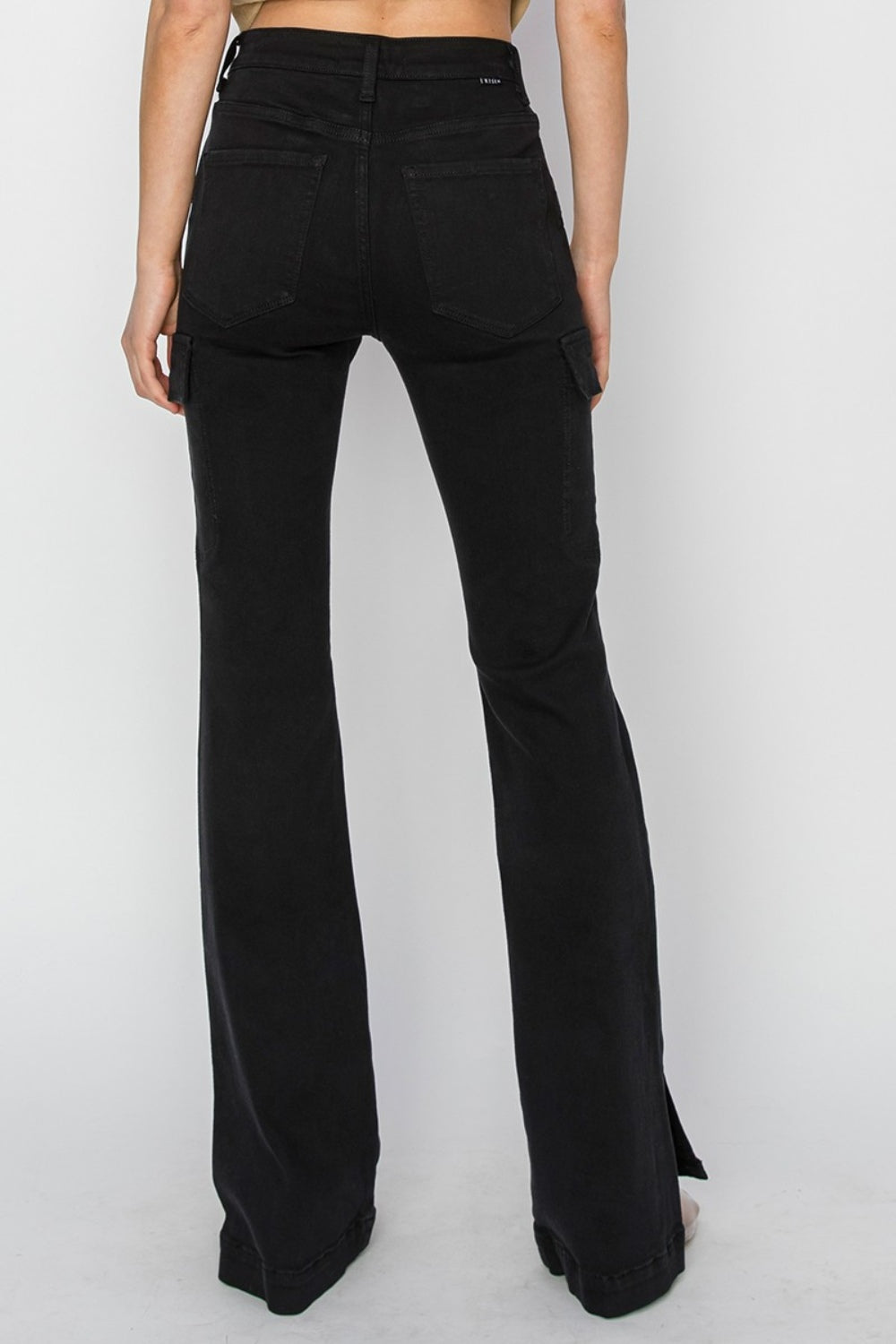 RISEN Full Size High Rise Side Slit Cargo Jeans