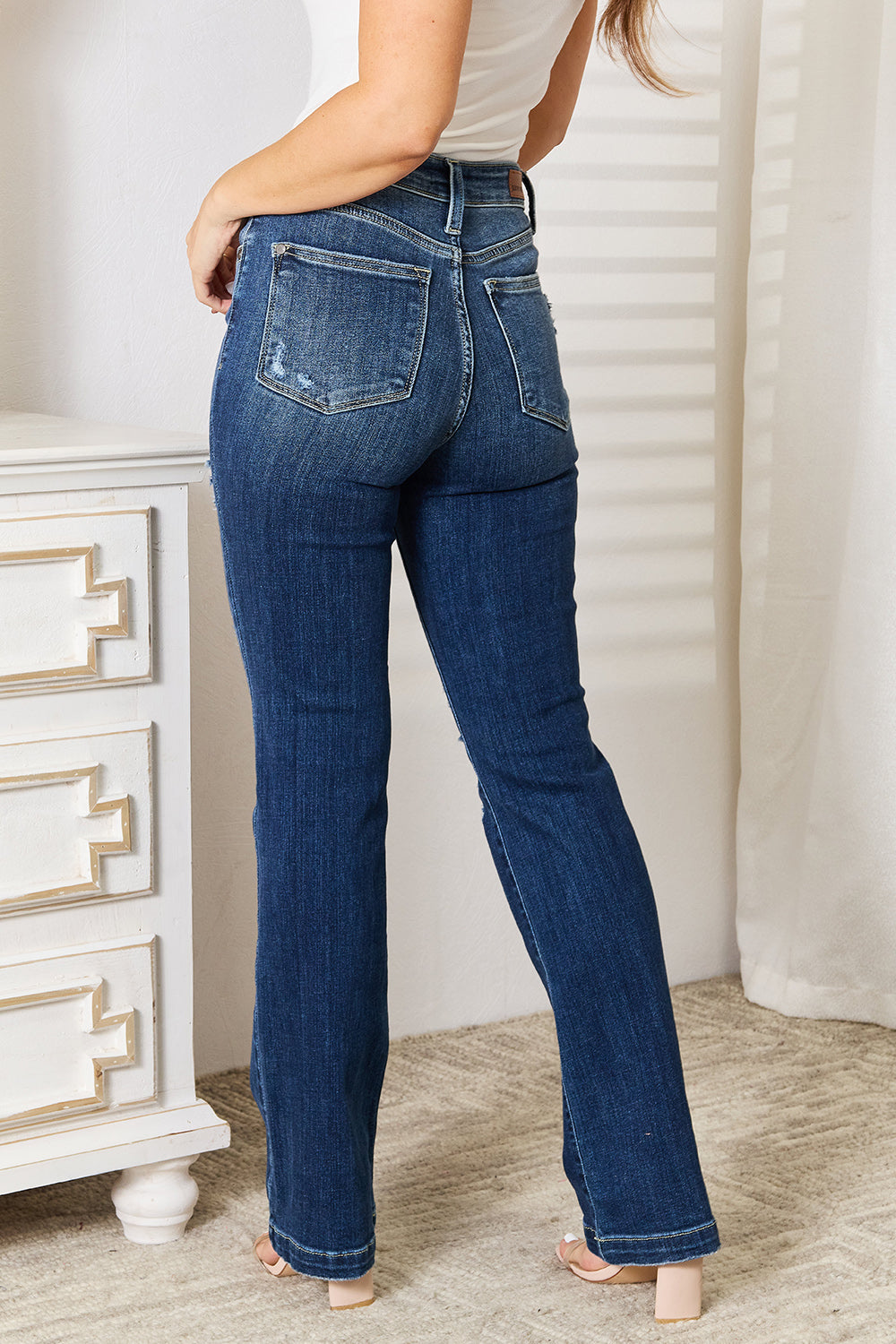 Judy Blue Full Size Mid Rise Hand Sand & Destroy Jeans