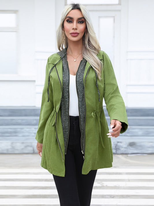 Zip Up Hooded Trench Coat